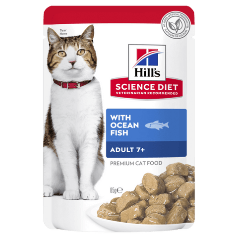 Upmarket Pets | Hills Science Diet Cat Adult 7+ Ocean Fish Pouch 85g